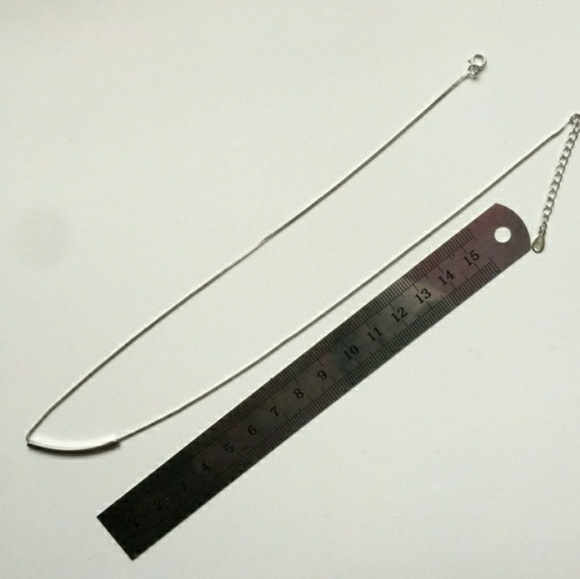 Minimalist Simple 925 Silver Silver Bar Necklace - Picture 5 of 6